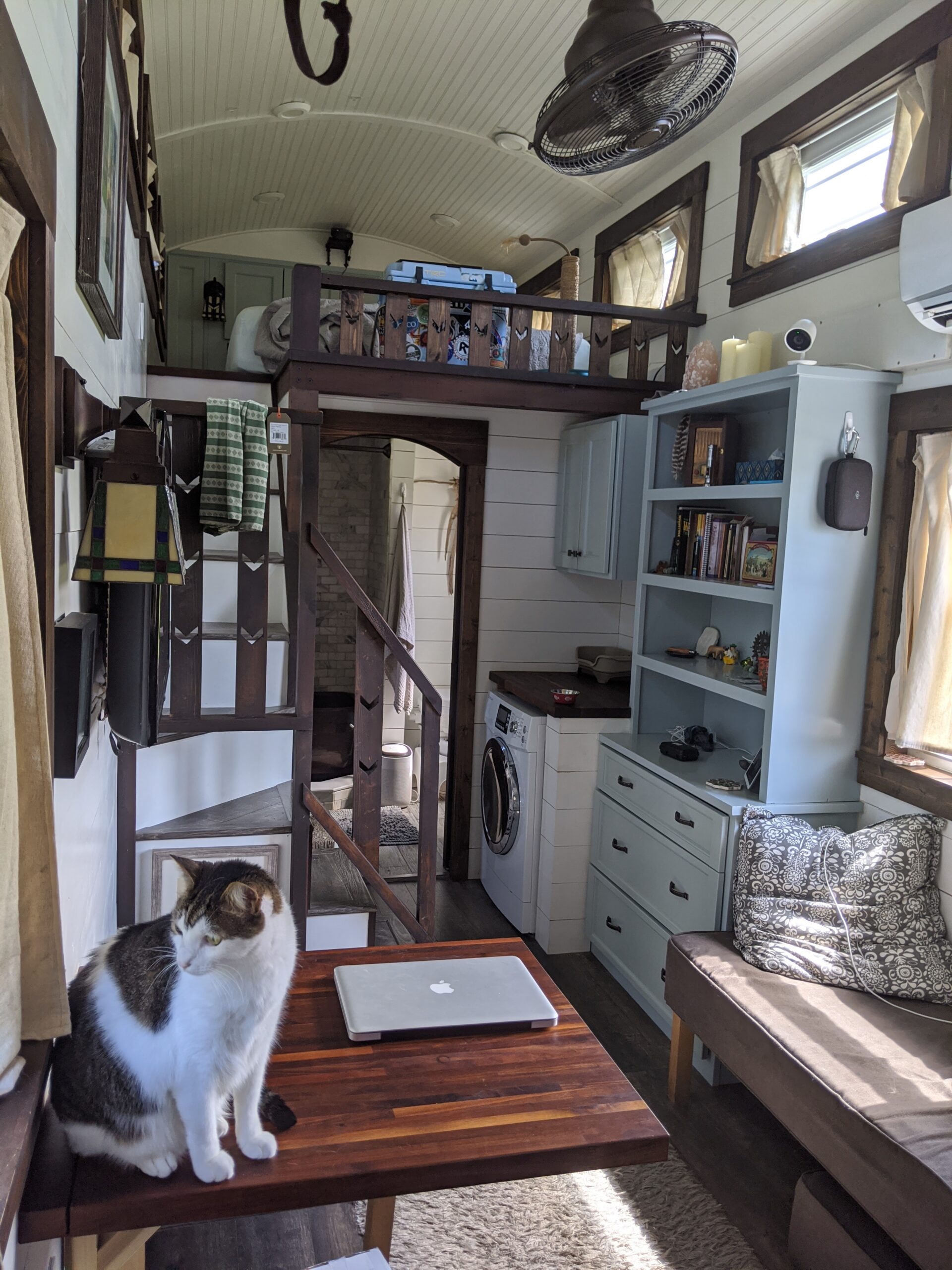 Interior of Tiffany the Tiny Home showing lofted bedroom — Sarasota, FL